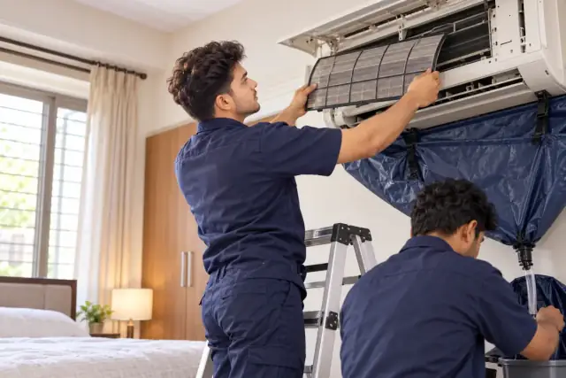 Technicians providing AC Servicing