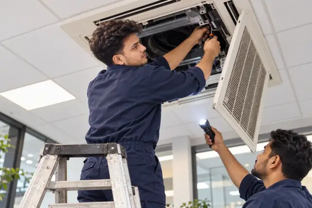 Technicians providing Cassette AC Repair